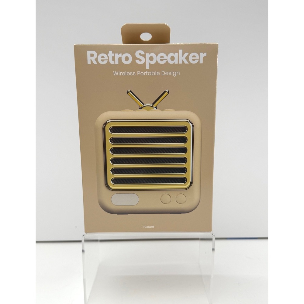 Retro Speaker Wireless Portable Bluetooth Sound System-Beige, NEW
